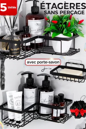Étagères d'angle de salle de bain en acier inoxydable