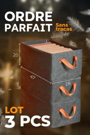 Lot de 3 boîtes de rangement 47x29x20 cm