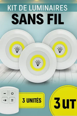 Lot de 3 lampes LED de plafond sans fil avec télécommande