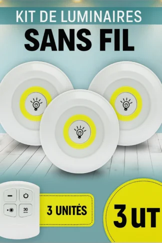 Lot de 3 lampes LED de plafond sans fil avec télécommande
