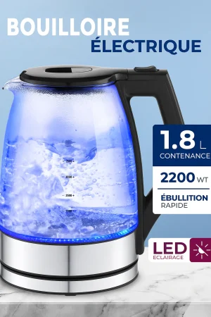 Bouilloire électrique en verre 1.8L