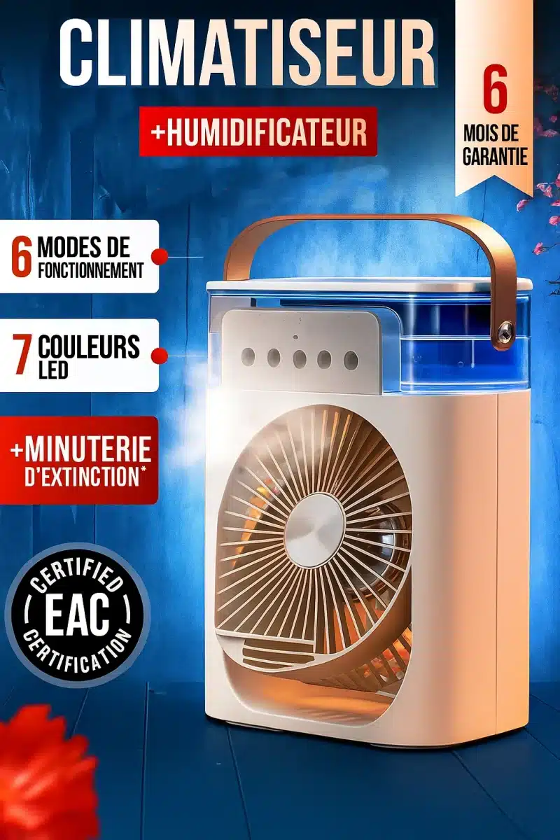 Ventilateur de table avec humidificateur d'air portable 1