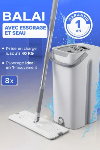 Balai avec Serpillière intelligent et seau pour nettoyer le sol